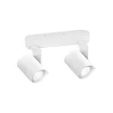 Applique et plafonnier SQUBE ON BASE à 2 flammes, pivotant, rotatif GU10 IP20, blanche gradable
