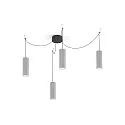 Luminaire à suspension RAY 2.0 - PAR16 cylindrique, court, avec câble ouvert GU10 IP20, aluminium brossé gradable