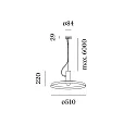 Wever & Ducré Luminaire à suspension ROOMOR CABLE 1.4 - E27 - 600CM E27 IP20, or, noir profond gradable