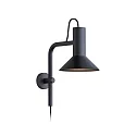 Wall luminaire ROOMOR 3.0 PAR16, 58cm, GU10, with cord switch, deep black, with shade 1.0