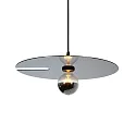 Pendant luminaire MIRRO 2.0, length 600cm / mirror Ø 45cm, E27 (excl.), black chrome