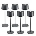 Lampe de table à accu OLIVIA TAVOLO PRO lot de 6 IP65, gris foncé, laqué gradable